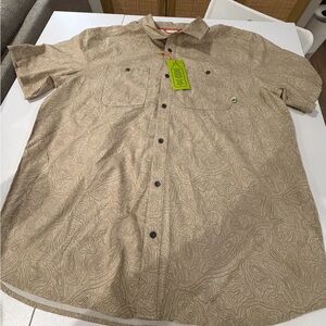 Men's Beige Topographic Pattern Shirt